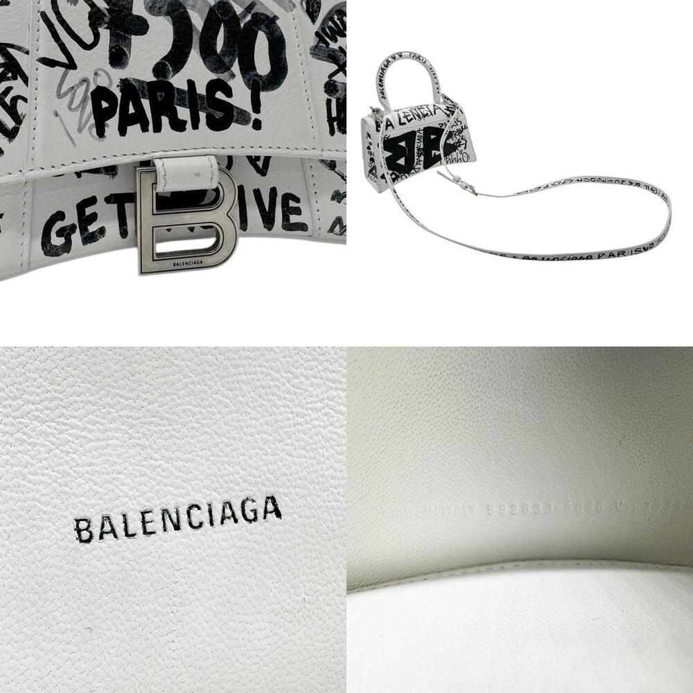 Balenciaga Hourglass XS Crossbody Bag White Black Leather - Picture 5 of 5